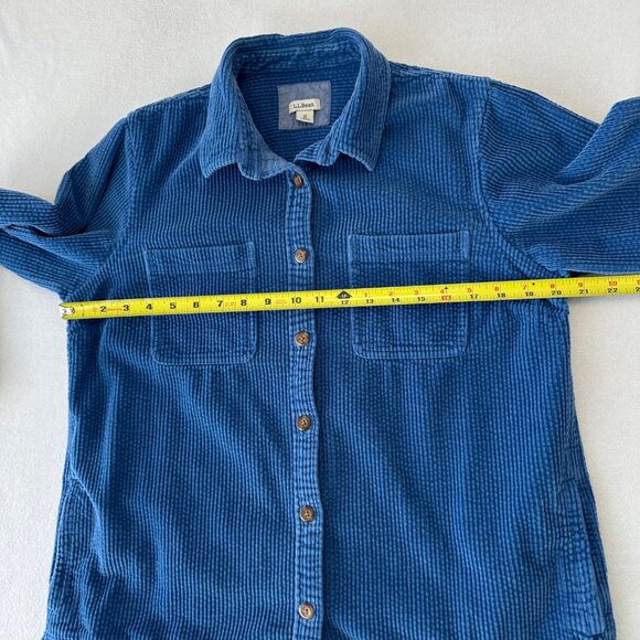 LL Bean Womens Corduroy Shirt Jacket Shacket Size M Blue Cotton Pockets Country - Picture 11 of 13